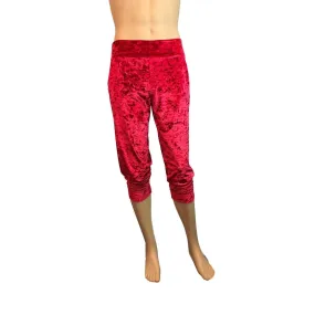 Men's Red Crushed Velvet Jogger Pants w/ Pockets