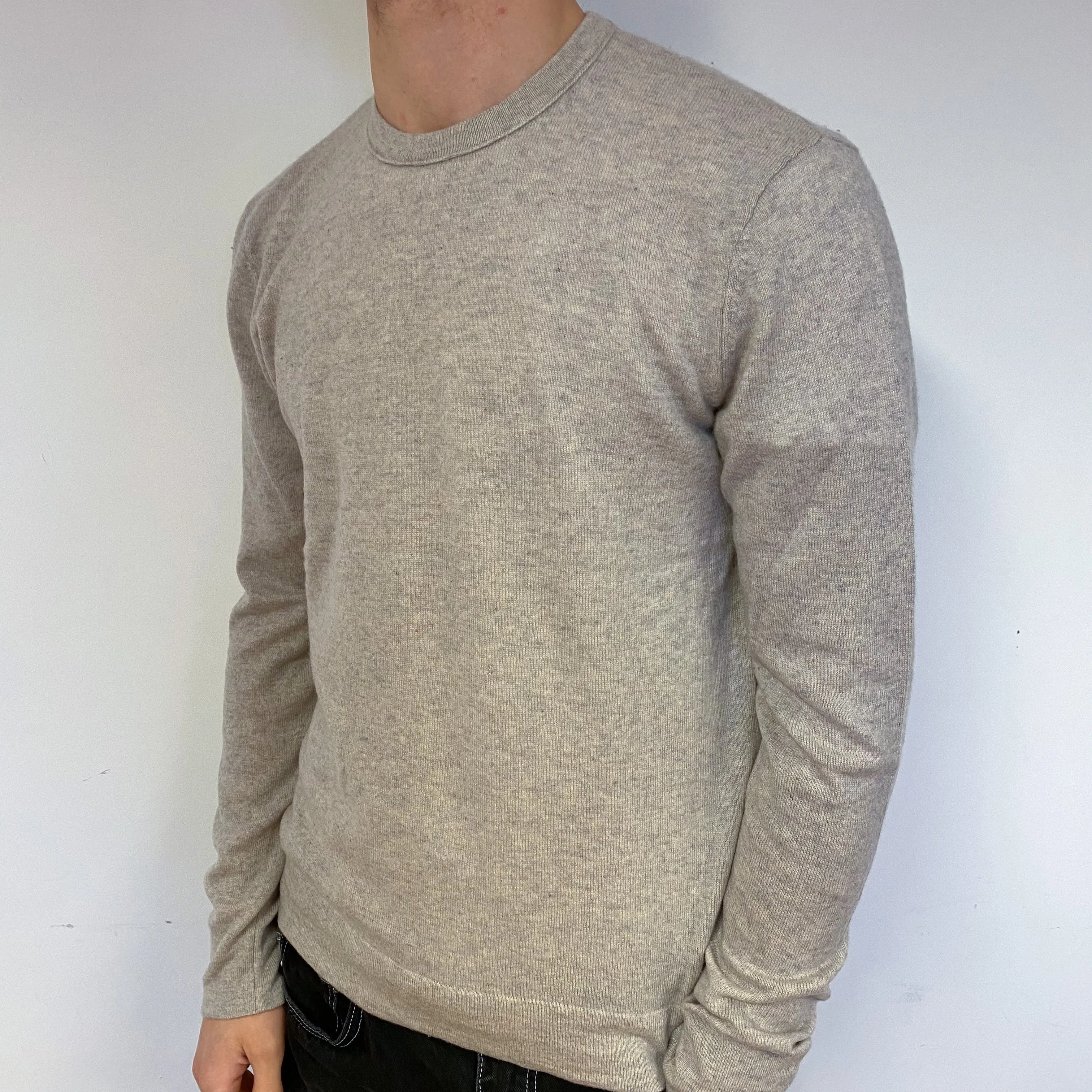 Men’s Smoke Grey Cashmere Crew Neck Jumper Medium