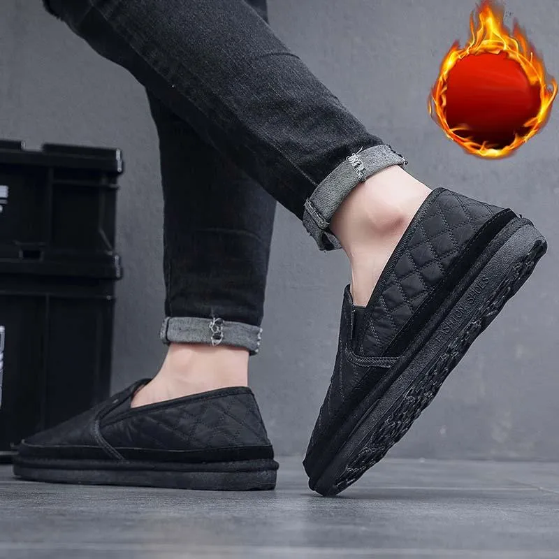 Men's Winter Warm Fleece Thickened Slip-On Low-Cut Casual Shoes