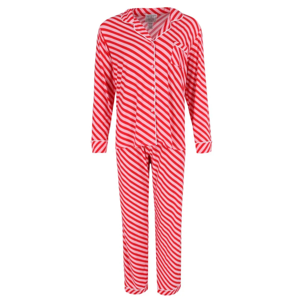 Mentally Exhausted Women's Candy Cane Stripe Pajama Set with Eye Mask