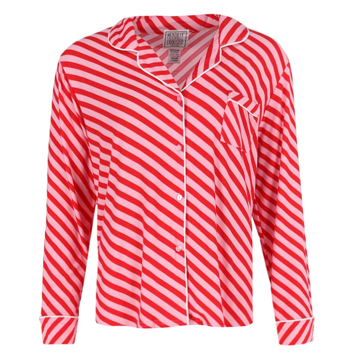Mentally Exhausted Women's Candy Cane Stripe Pajama Set with Eye Mask