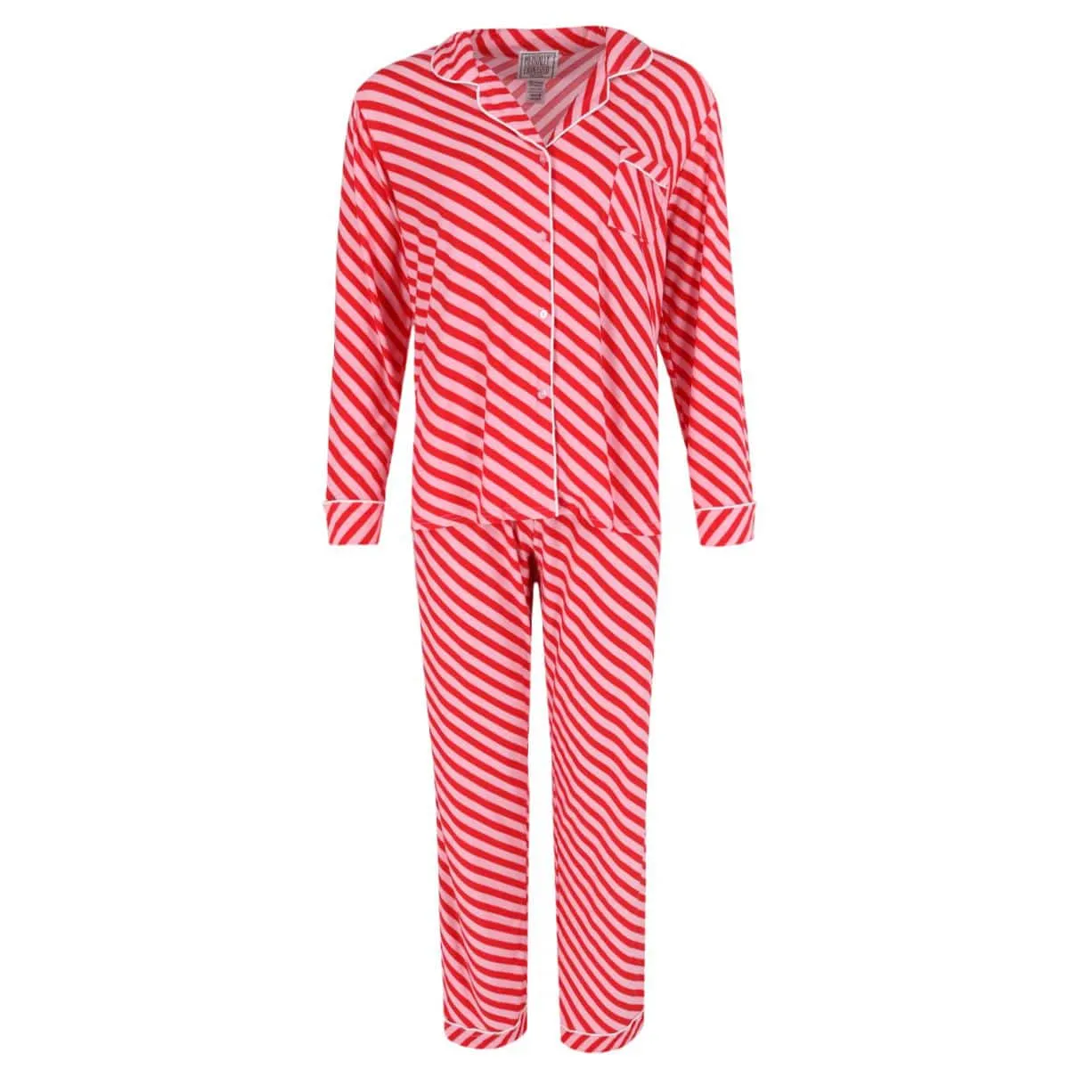 Mentally Exhausted Women's Candy Cane Stripe Pajama Set with Eye Mask