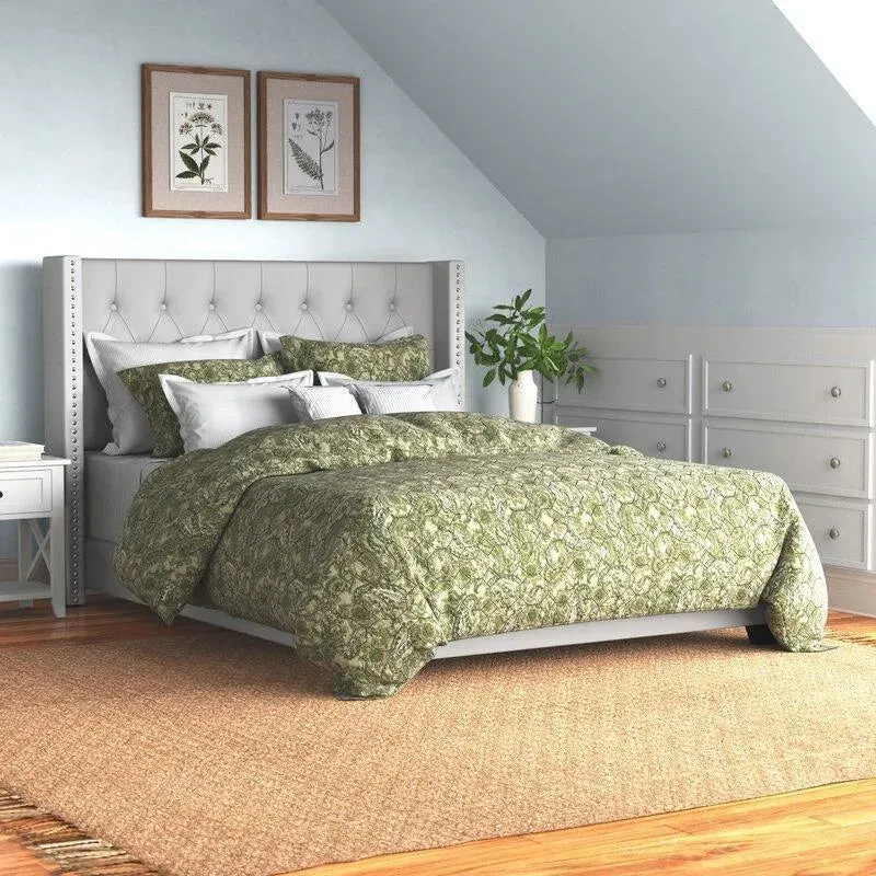 Modern GreyFaux Leatherette Standard Queen Size Bed