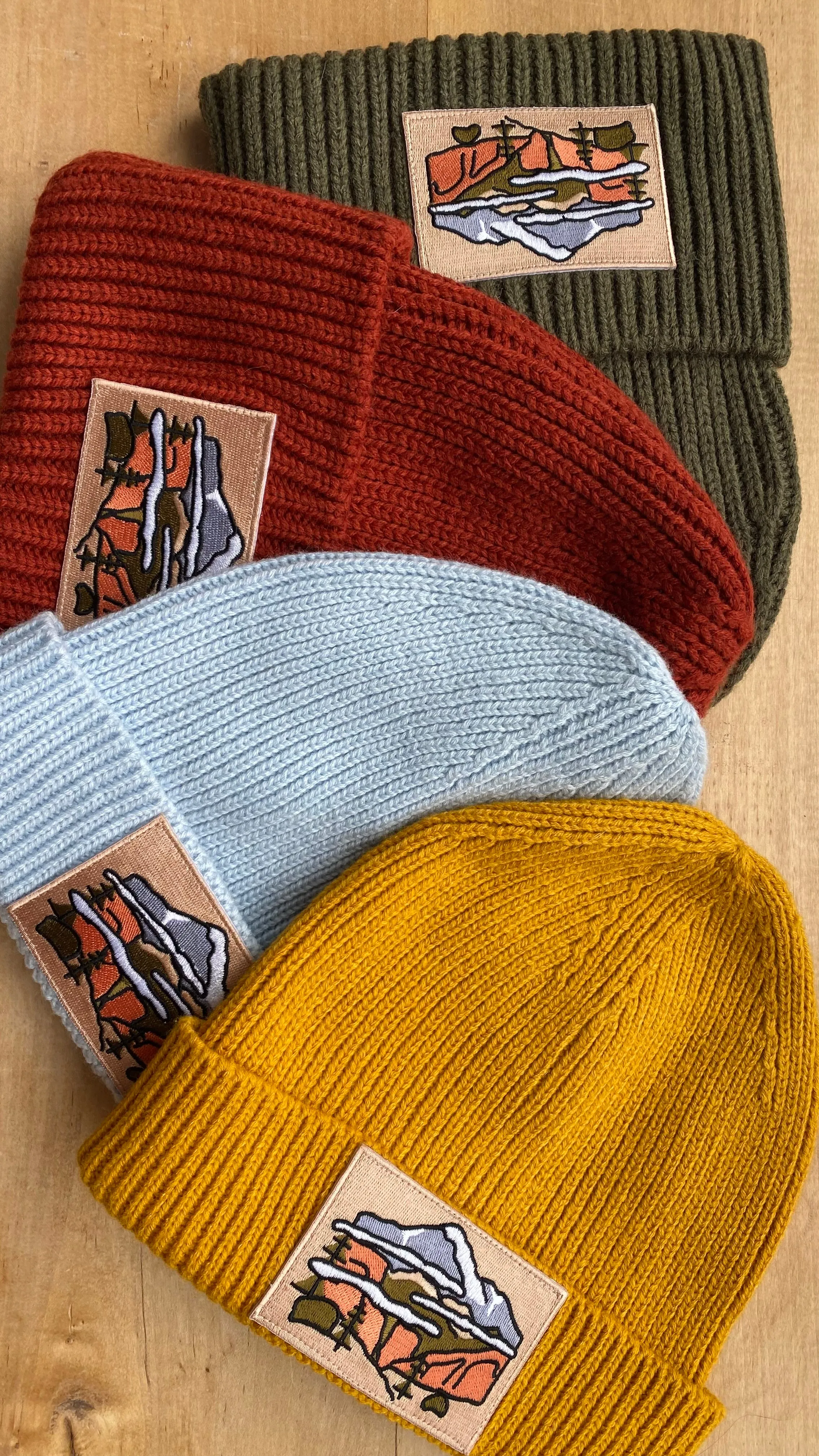 more mountains sustainable fine rib knit beanie | mustard yellow