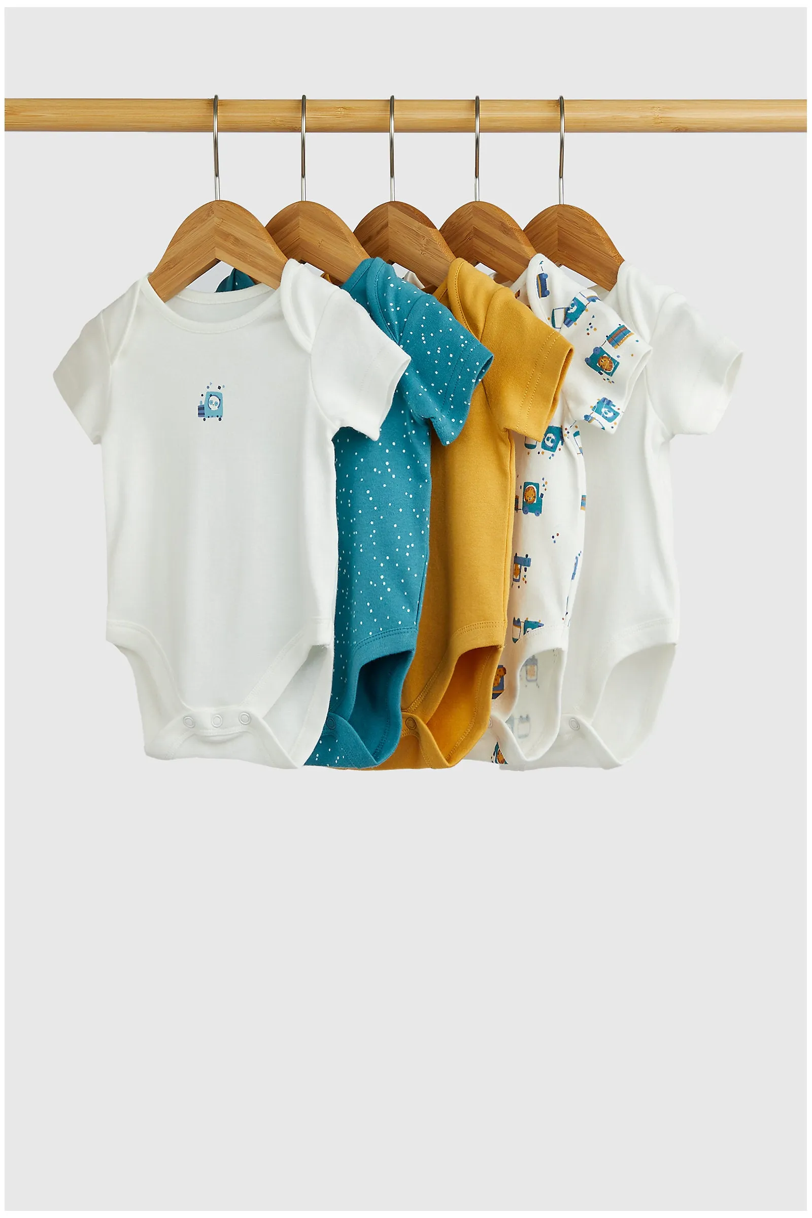 Mothercare Animal Transport Short-Sleeved Bodysuits - 5 Pack
