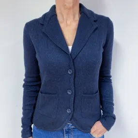 Navy Blue Cashmere V-Neck Jacket Medium