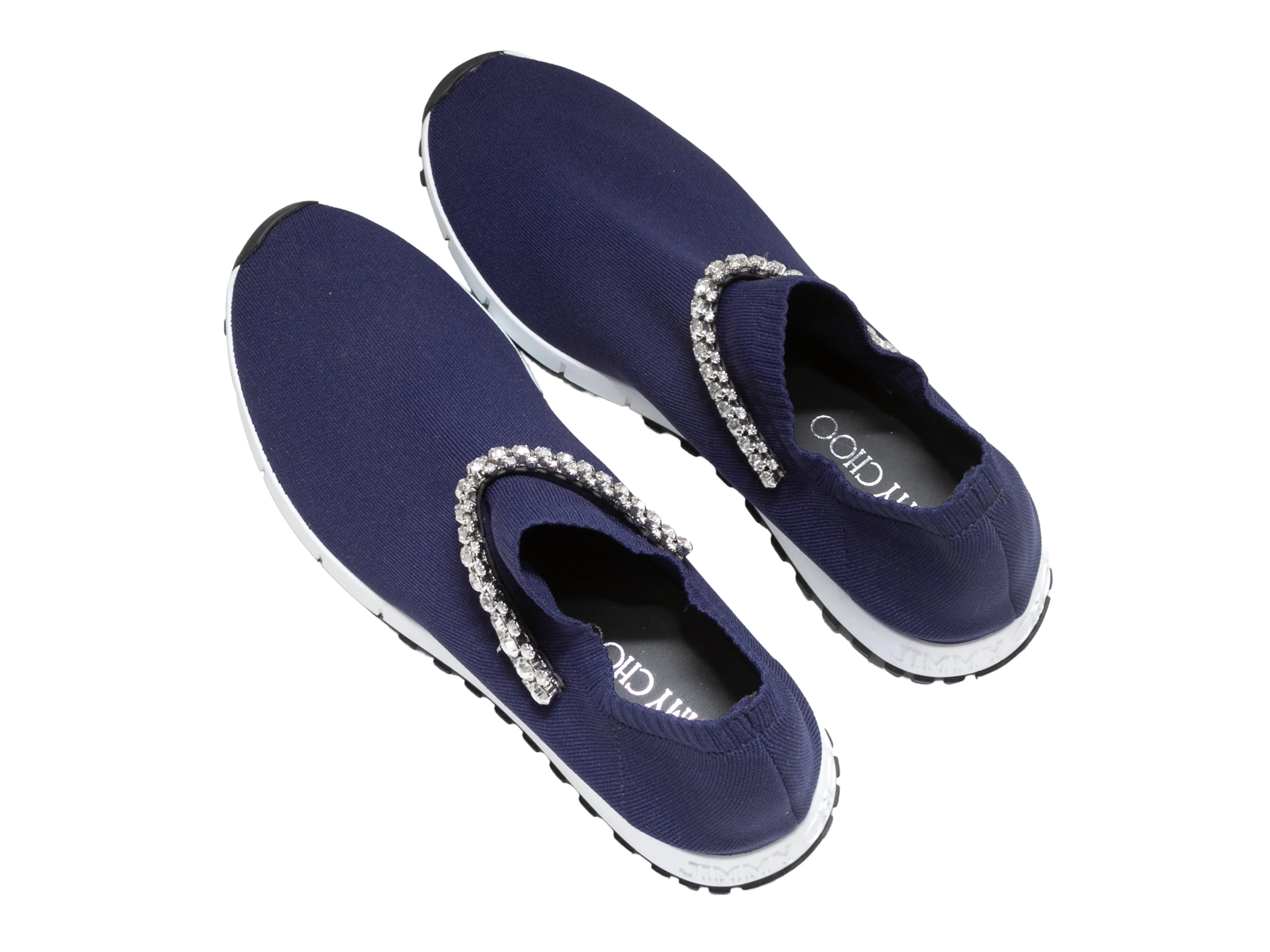 Navy Jimmy Choo Verona Crystal-Embellished Slip-On Sneakers Size 41