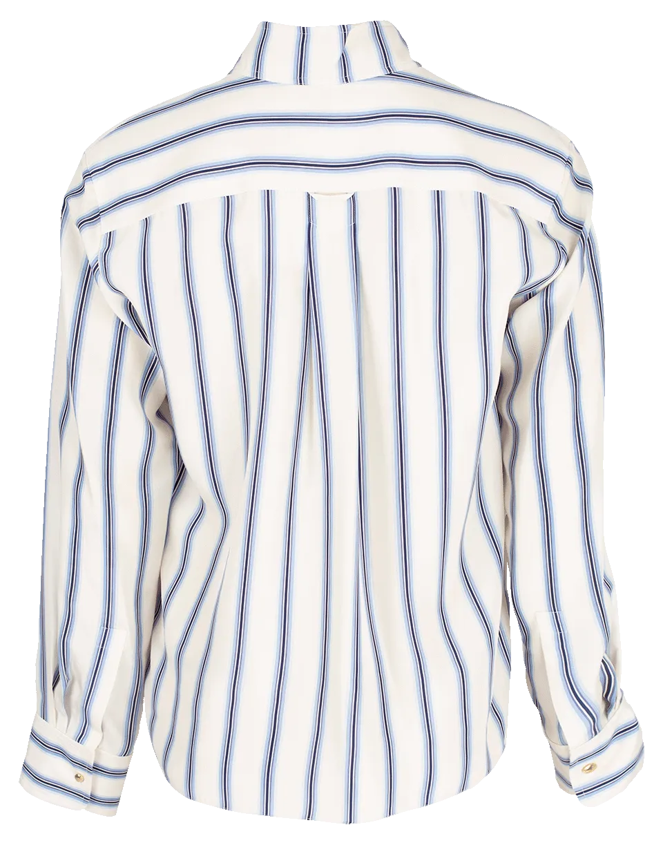 Neck Tie Striped Blouse