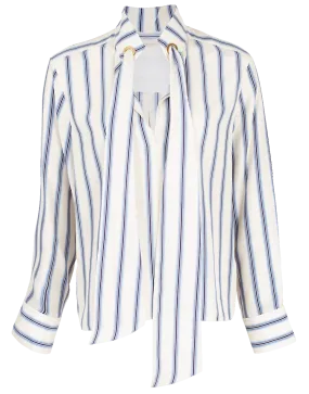 Neck Tie Striped Blouse