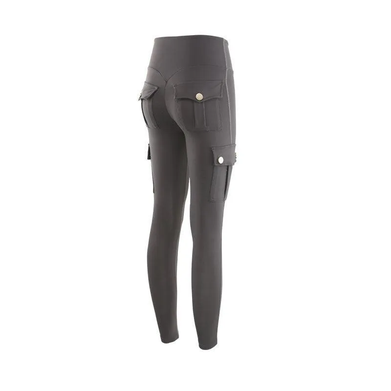 Net Red Pocket Fitness Pants Women Stretch Tight Sexy Sports Pants