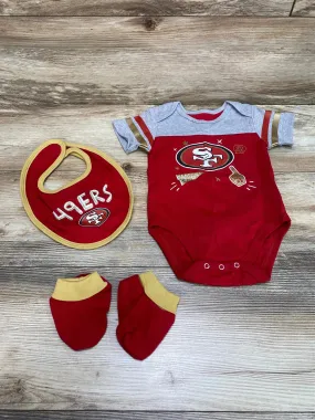 NFL 3pc San Francisco Bodysuit Set Red/Grey sz 6-9m