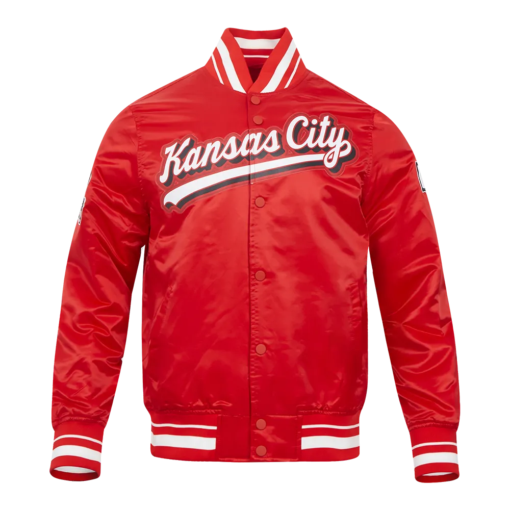 NFL KANSAS CITY CHIEFS SCRIPT TAIL  SATIN JACKET | NFL LEATHER JACKET