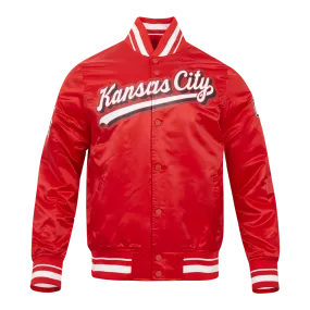 NFL KANSAS CITY CHIEFS SCRIPT TAIL  SATIN JACKET | NFL LEATHER JACKET