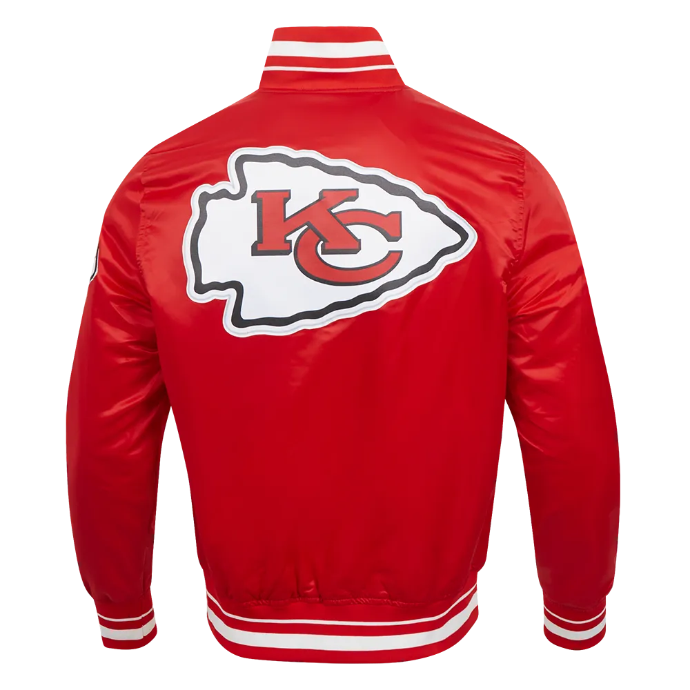 NFL KANSAS CITY CHIEFS SCRIPT TAIL  SATIN JACKET | NFL LEATHER JACKET