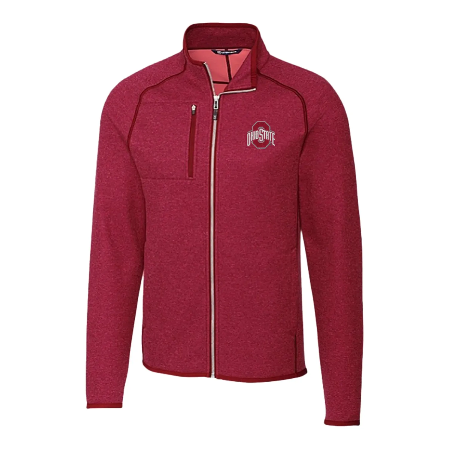Ohio State Buckeyes Cutter & Buck Mainsail Sweater-Knit Scarlet Full Zip Jacket