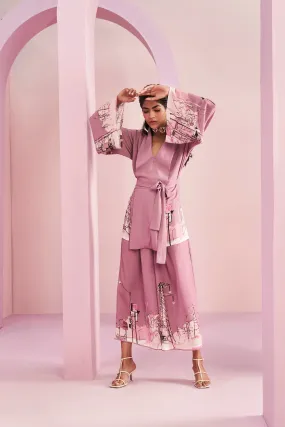 Orchid City Life Print Kimono Set