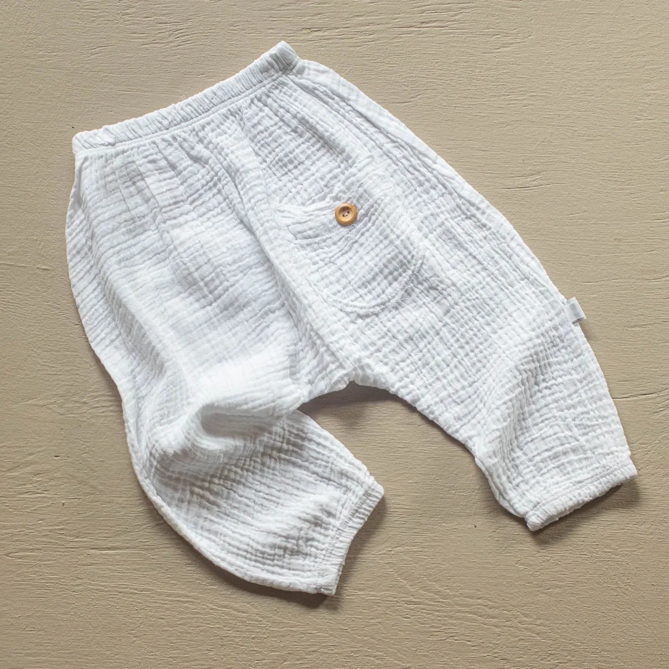 Organic Cotton Toddler Harem Pants - White