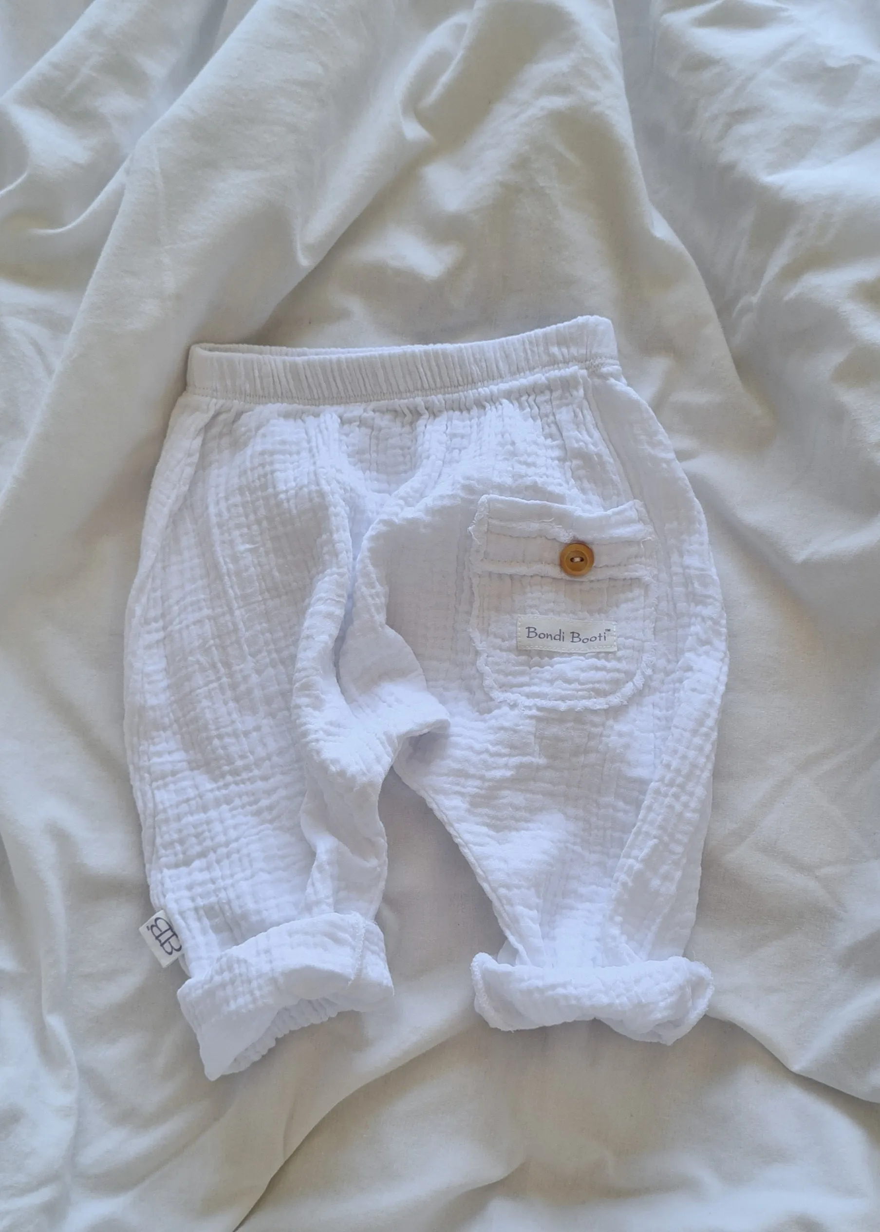 Organic Cotton Toddler Harem Pants - White