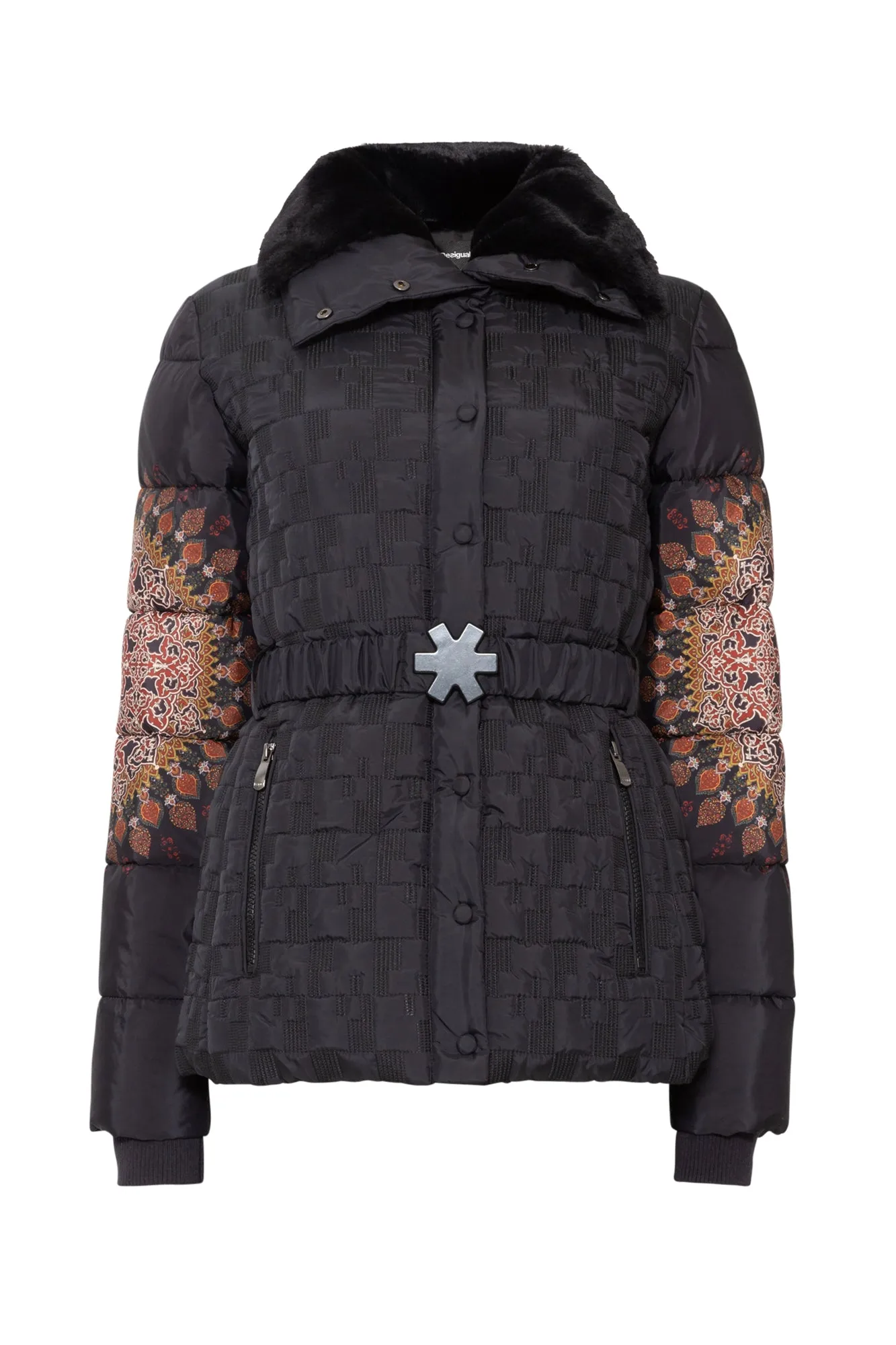 Padded Aggu Coat with Mandala Sleeves Desigual Style 19WWEW14