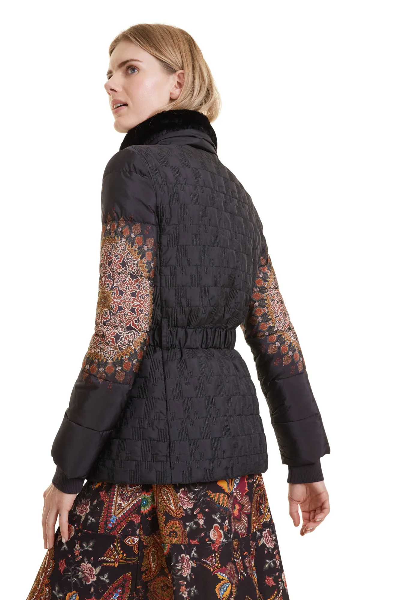 Padded Aggu Coat with Mandala Sleeves Desigual Style 19WWEW14