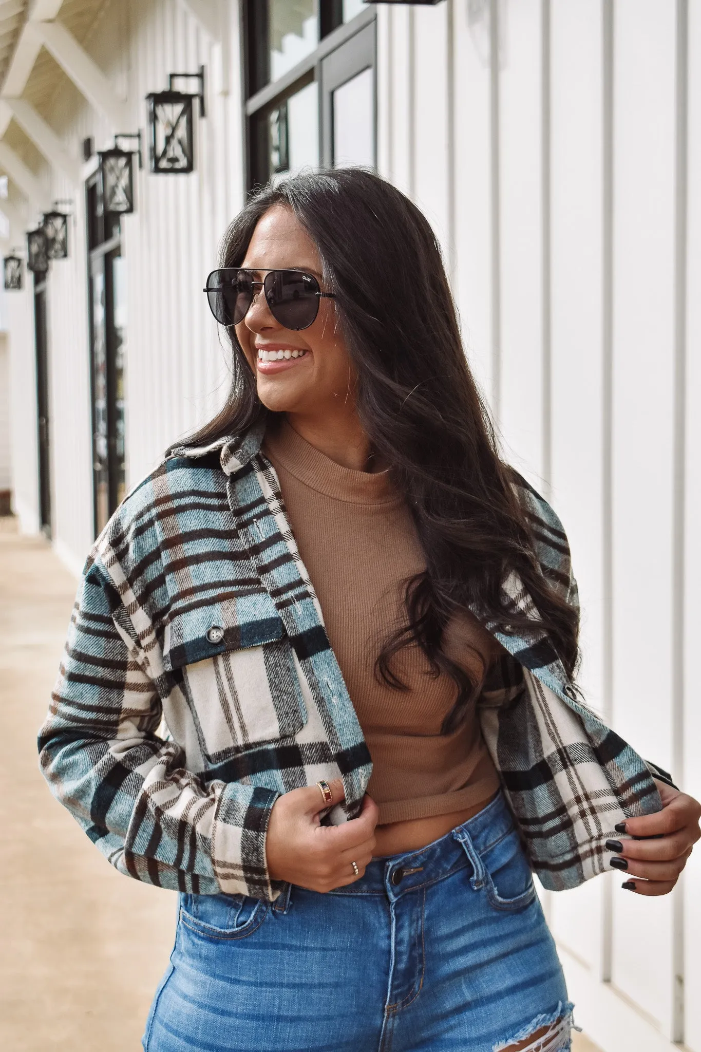 Parker Plaid Button Up Cropped Shacket
