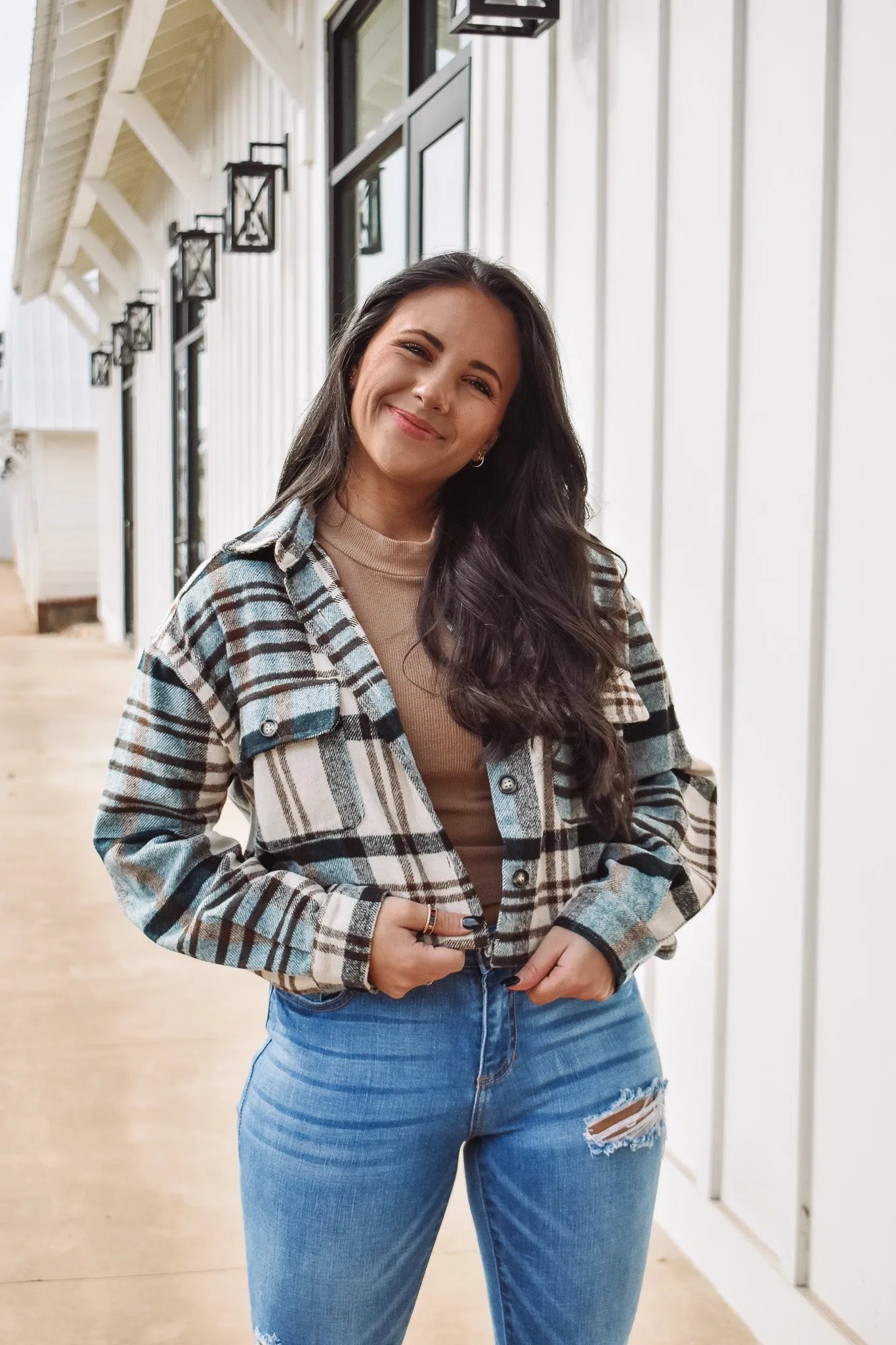 Parker Plaid Button Up Cropped Shacket