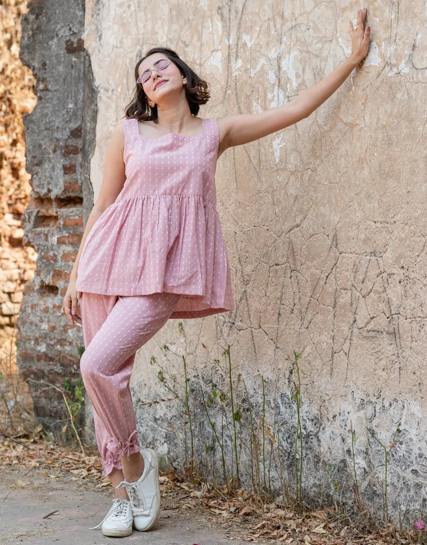 Pastel Pink Weave Co-ord Set
