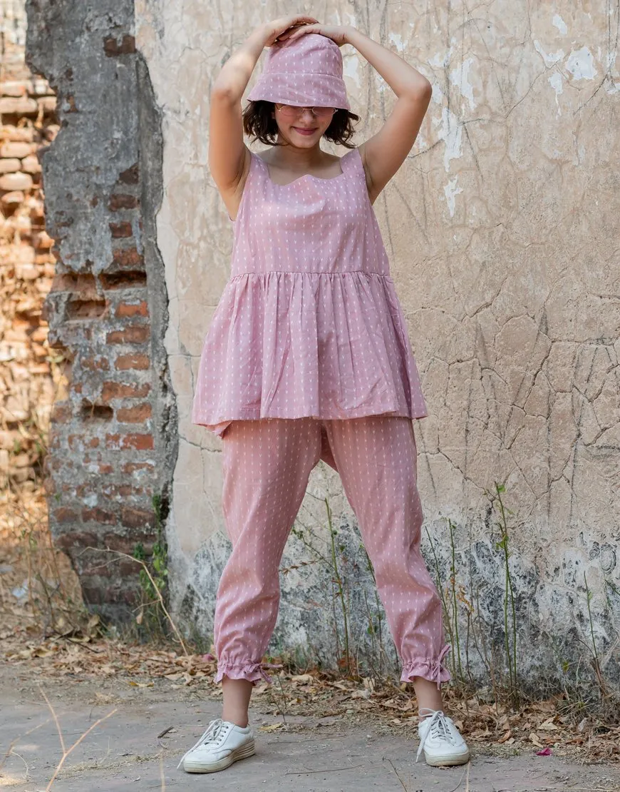 Pastel Pink Weave Co-ord Set