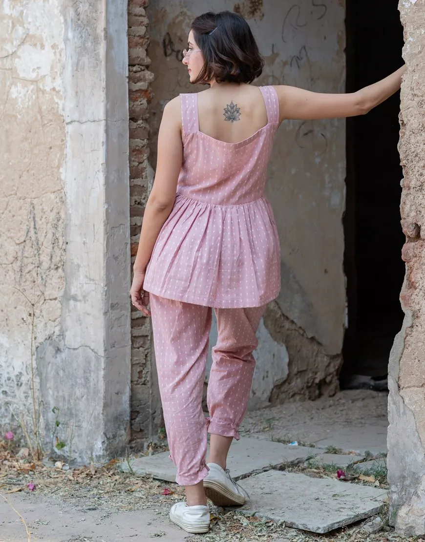 Pastel Pink Weave Co-ord Set