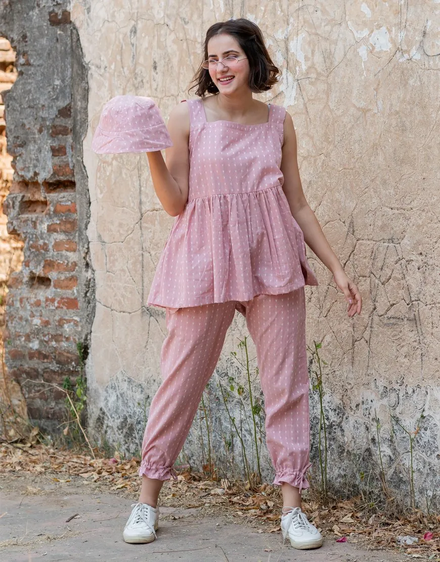 Pastel Pink Weave Co-ord Set