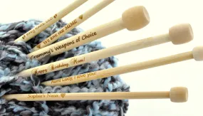 Personalized Engraved Pair of Bamboo Knitting Needles knt0009