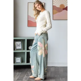 Pink Flower Jeans