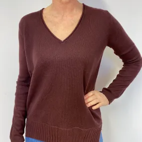 Plum V Neck Jumper Medium