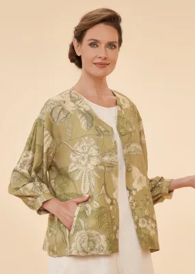 Powder Toile Puff Sleeve Jacket, Olive