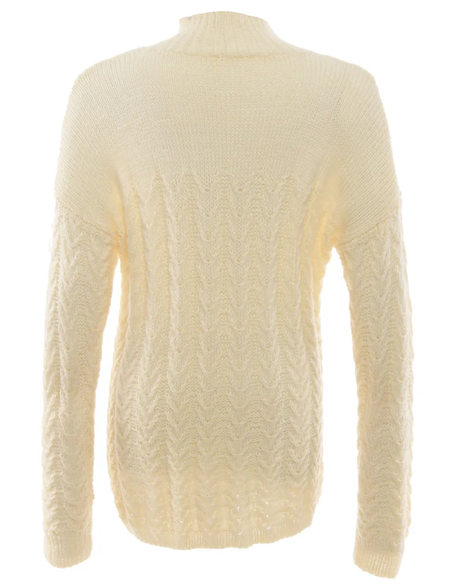 Quarter Zip Cream Jumper - M