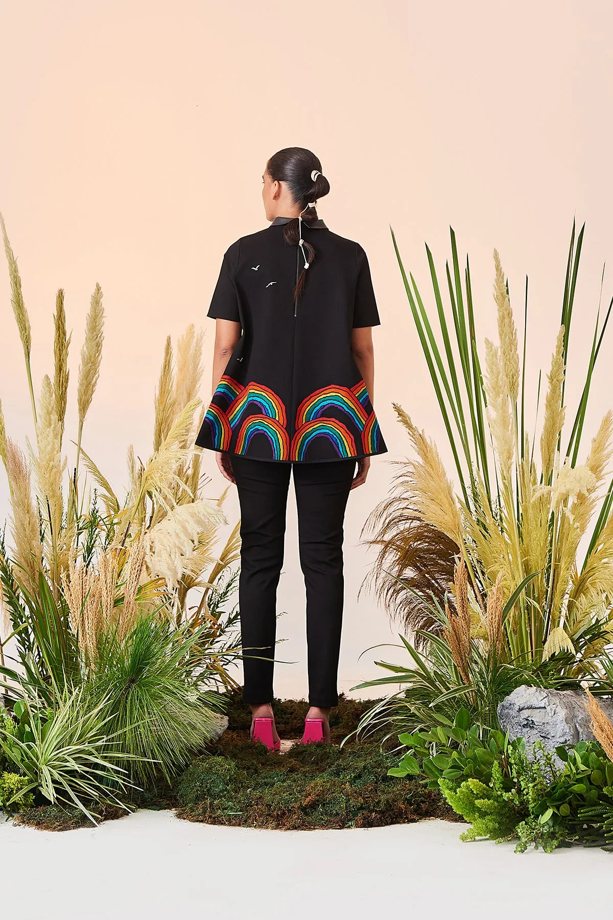 Rainbow And Bird Flared Top And Narrow Pant
