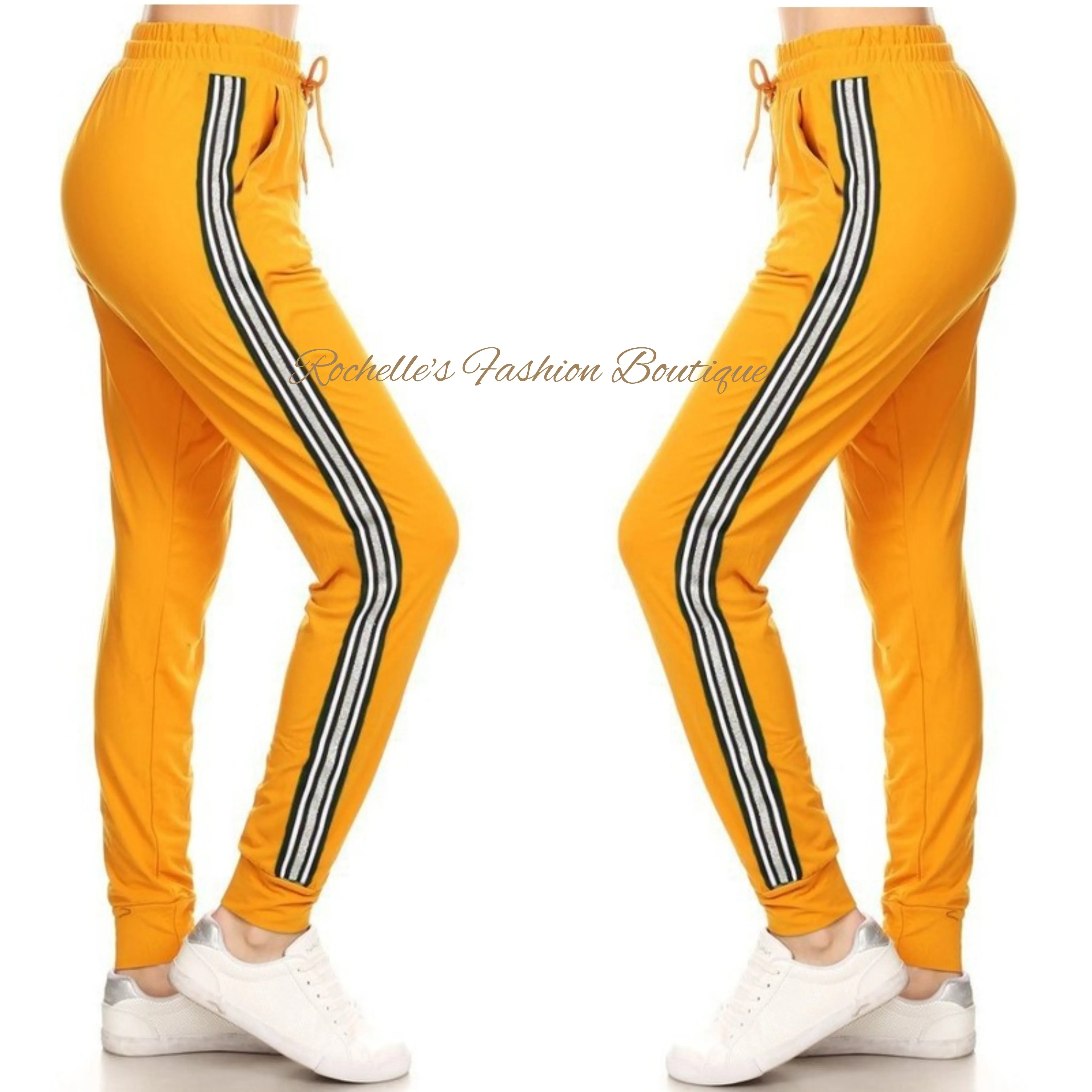 Red and White Stirpe Joggers