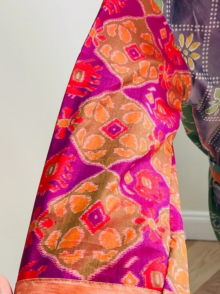 Repurposed Silk Sari Kimono Robe