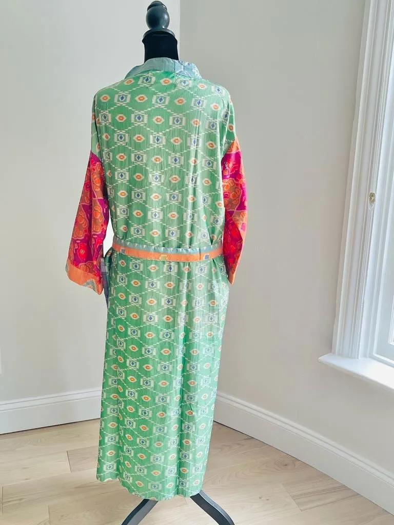 Repurposed Silk Sari Kimono Robe