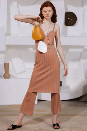 Rimless | Orange Stripe Silver Silk Pant