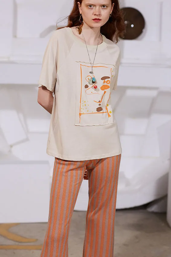 Rimless | Orange Stripe Silver Silk Pant