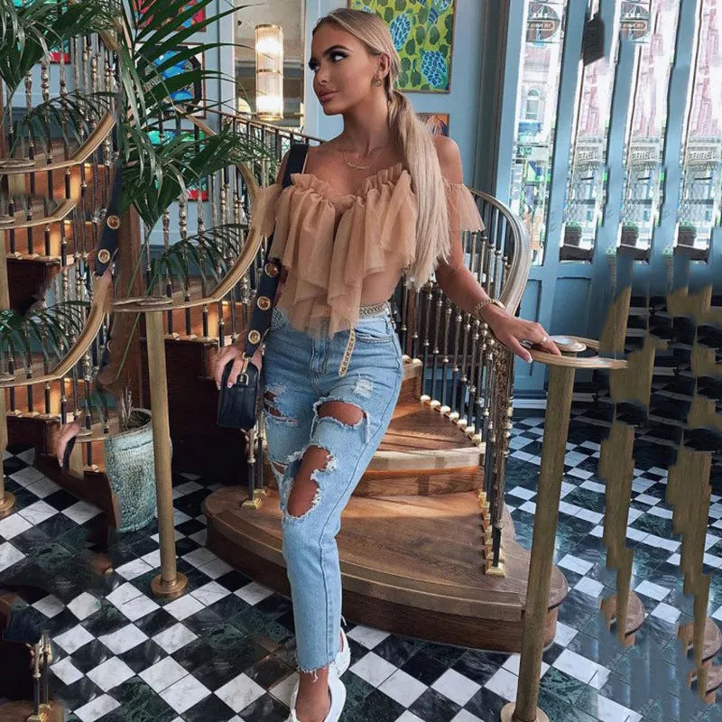 Ruffled Chiffon Bodysuit - 4 colors