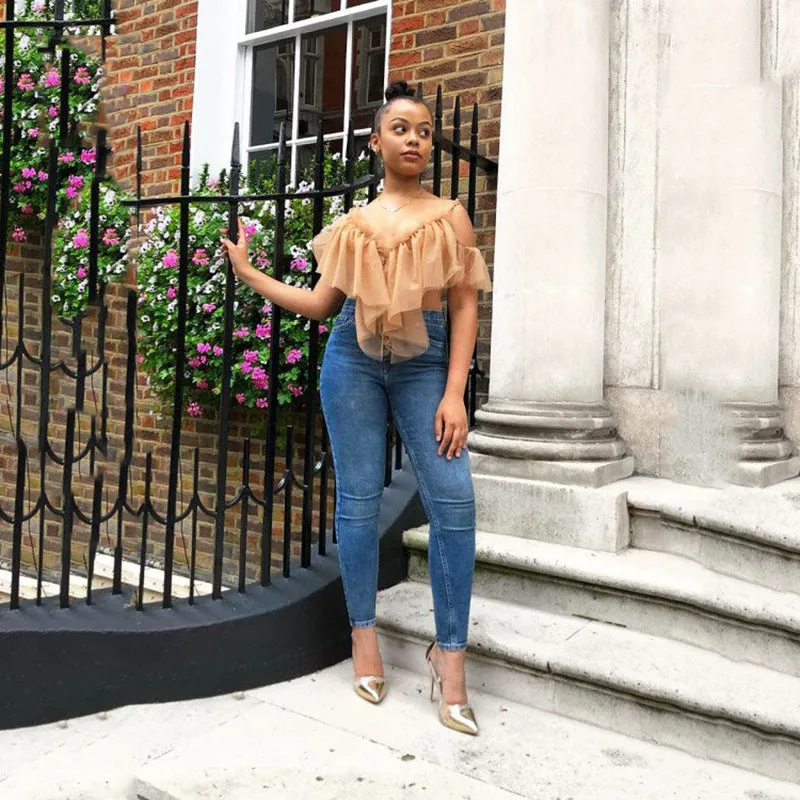 Ruffled Chiffon Bodysuit - 4 colors