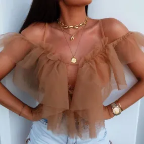 Ruffled Chiffon Bodysuit - 4 colors