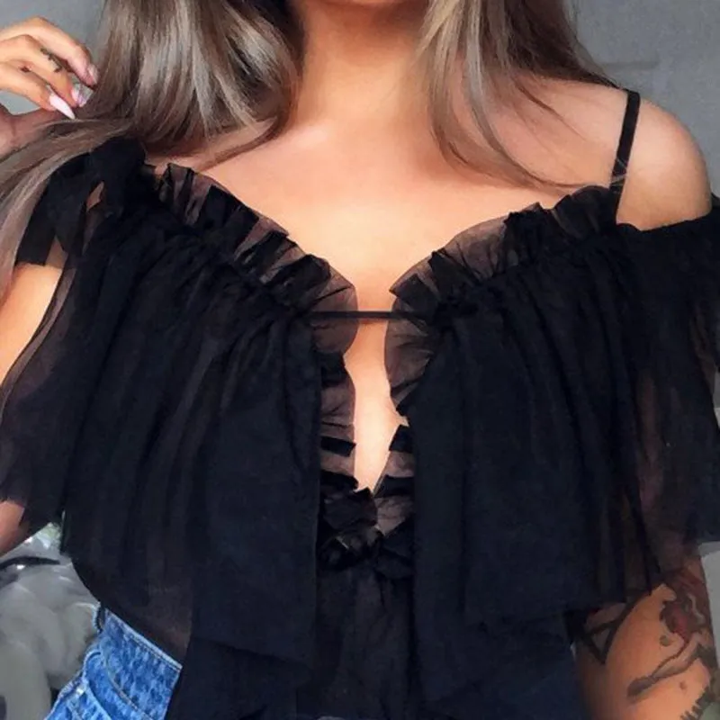 Ruffled Chiffon Bodysuit - 4 colors