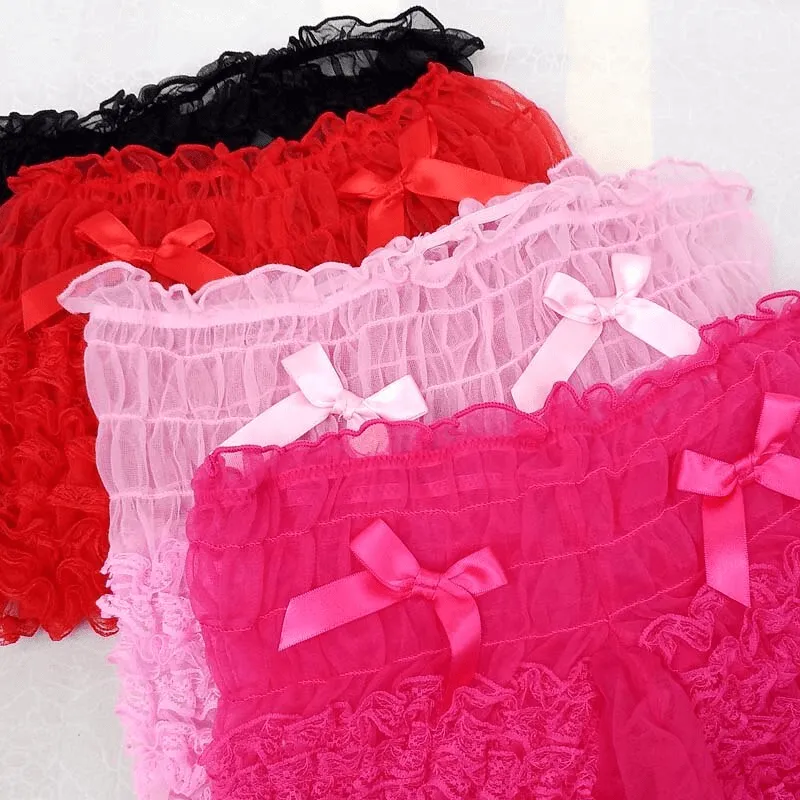 Ruffles Men's See-Through Boxers / Adult Underwear With Bowknot / Erotic Male Shorts