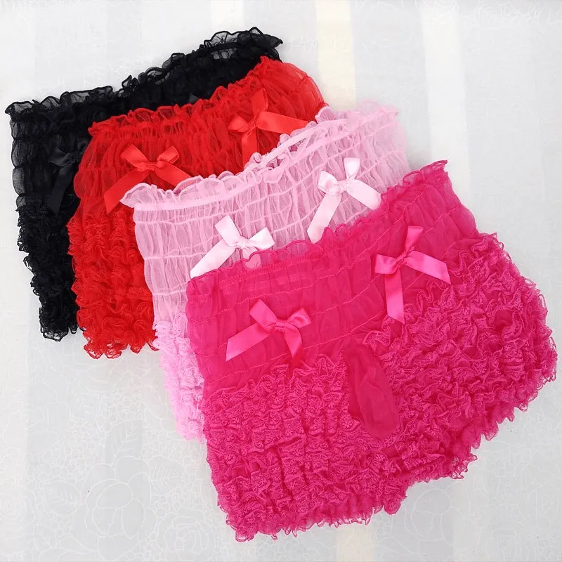 Ruffles Men's See-Through Boxers / Adult Underwear With Bowknot / Erotic Male Shorts