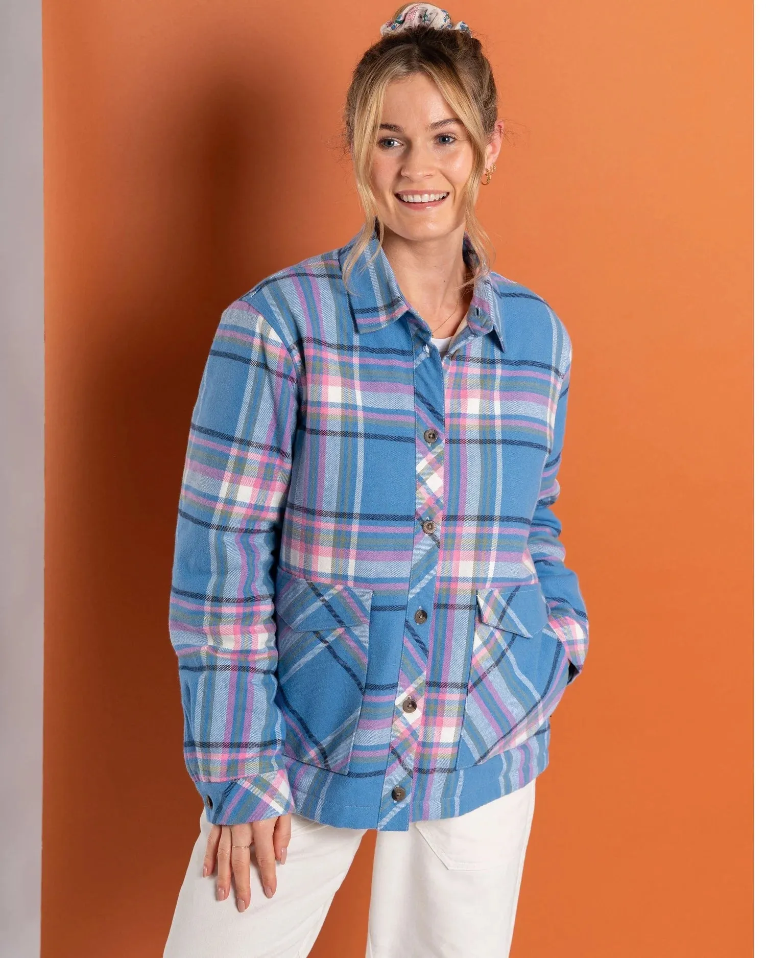 Saltrock Womens Myla Shacket Blue Check