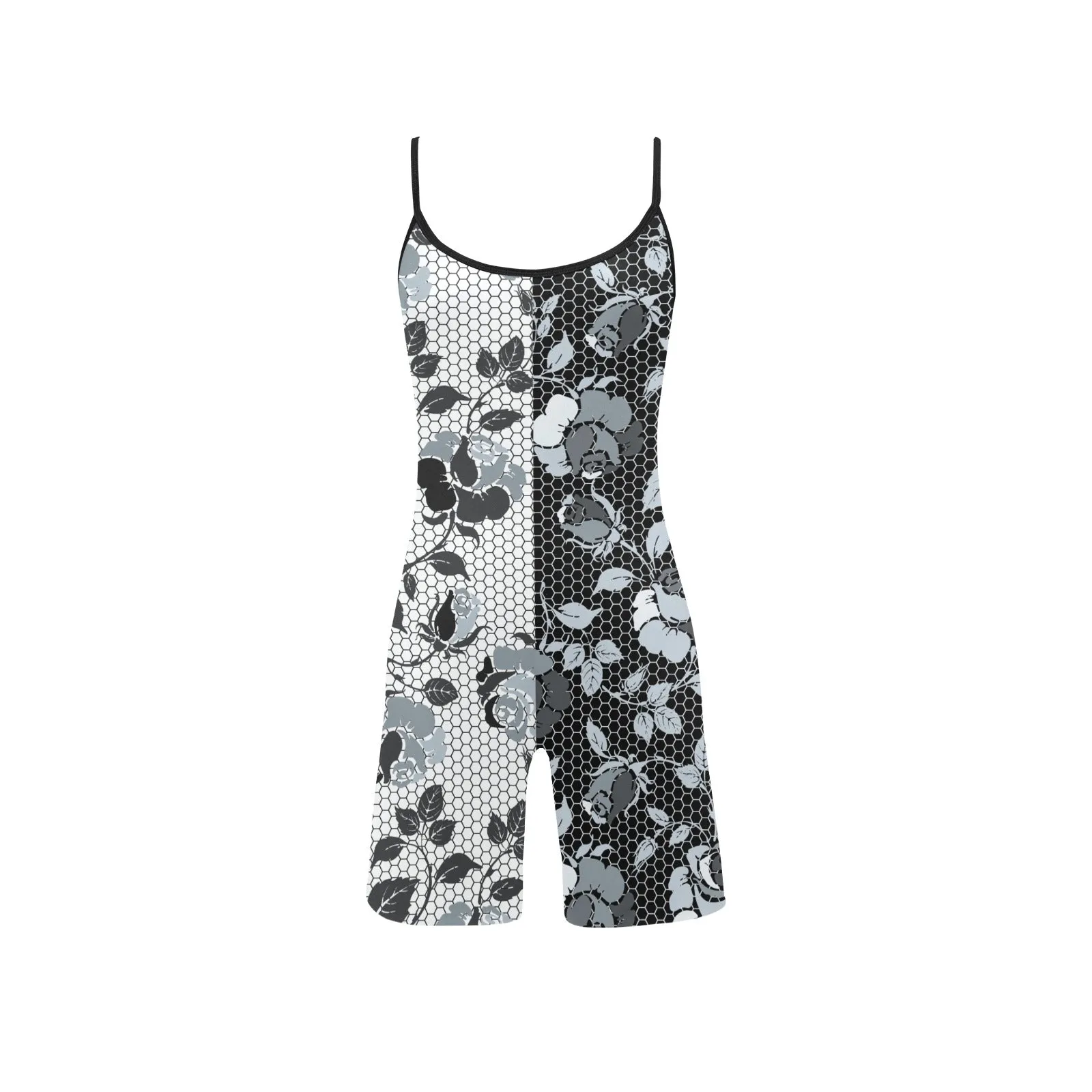 selenium gray print 3 Women's Short Yoga Bodysuit