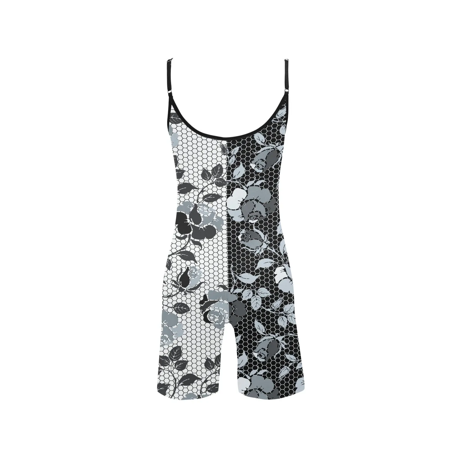 selenium gray print 3 Women's Short Yoga Bodysuit